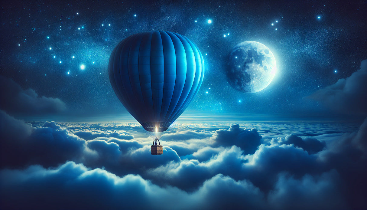 Night sky balloon wallpaper design file showing detailed stars, moon, and dreamy clouds pattern