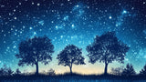 Night sky and forest design file showing intricate star patterns and tree silhouettes