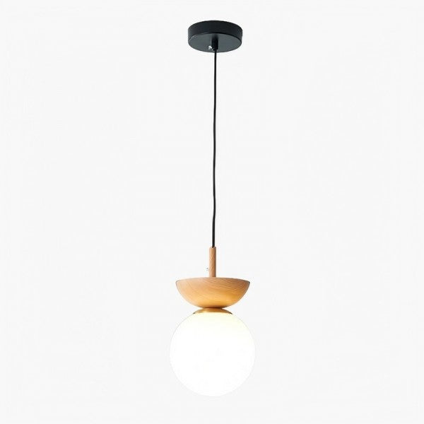 Nordic Pendant Light  Wood and Glass Semi-Dome Design - Product detail 9