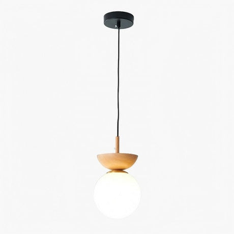 Nordic Pendant Light  Wood and Glass Semi-Dome Design - Product detail 9