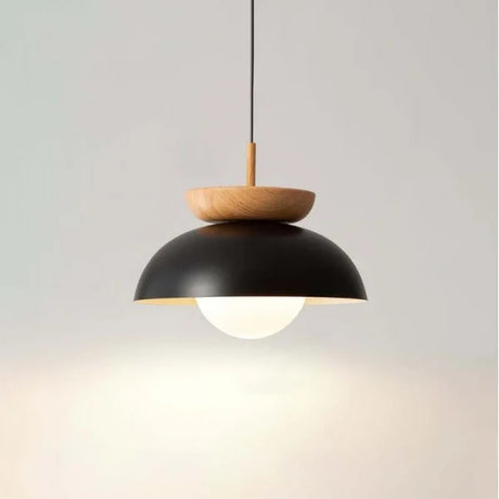 Nordic Pendant Light  Wood and Glass Semi-Dome Design - Product detail 6
