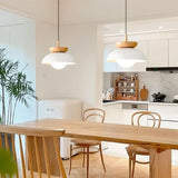 Nordic Pendant Light  Wood and Glass Semi-Dome Design - Product showcase