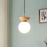 Nordic Pendant Light  Wood and Glass Semi-Dome Design - Product detail 5