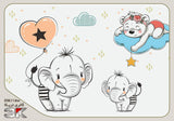 Elephant and bear cloud design file showing full pattern with soft colors and sweet character details