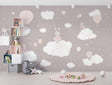 Dancing Bunnies nursery wallpaper creating a magical atmosphere in a peaceful nursery with white furniture