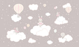 Dancing Bunnies and Hot Air Balloons wallpaper design file showing full pattern detail