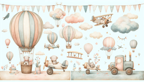 Hot air balloon and teddy bears design file showing full pattern detail