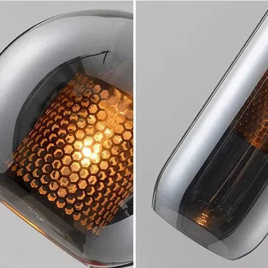 Modern Glass Pendant Light  Gold Mesh Iron Shade - Product detail 9