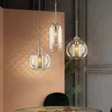 Modern Glass Pendant Light  Gold Mesh Iron Shade - Product detail 6