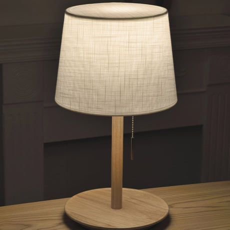 Mid Century Table Lamp  Walnut Wood Base with Linen Shade - Product detail 11