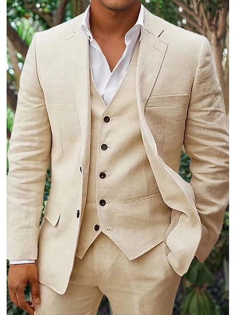 Linen Three Piece Suit  Light Blue Summer Formal Wear - Product detail 9
