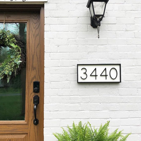 Modern House Numbers  Black Metal Address Plaque - Product showcase