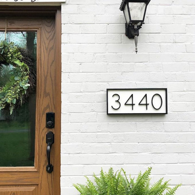 Modern House Numbers  Black Metal Address Plaque - Product showcase