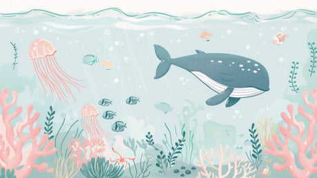 Ocean animals wallpaper design file showing detailed whale and jellyfish pattern