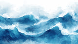 Ocean wave wallpaper design file showing detailed watercolor pattern and rich blue tones