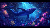 Design file showing detailed underwater whale pattern with coral reef and light rays