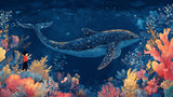 High-resolution design file of Magical Whale and Coral Adventure pattern