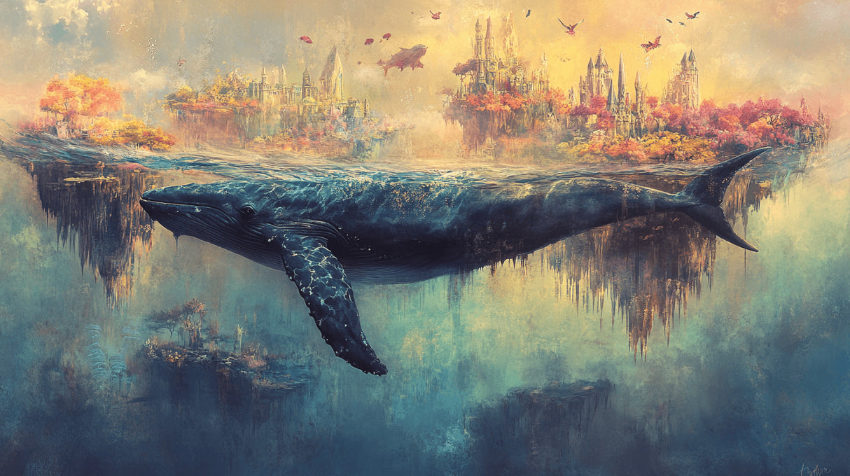 Ocean fantasy wallpaper design file showing detailed whale and castle pattern