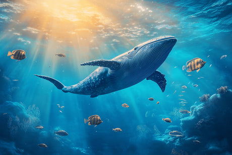 Blue whale underwater design file showing detailed marine scene pattern