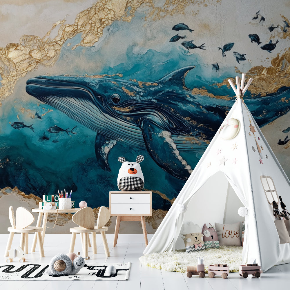 Majestic Whale Wallpaper adds elegance to home office space