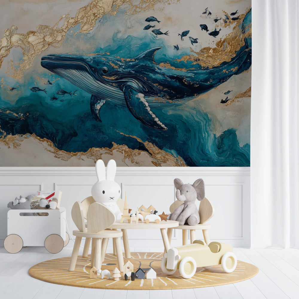 Ocean Wall Mural enhances coastal-style dining room