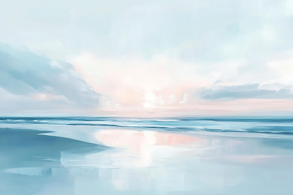 Watercolor ocean wallpaper design file showing detailed waves and soft pastel sky pattern