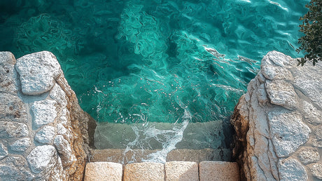 Turquoise waters and stone cliffs design file showing intricate details and natural patterns