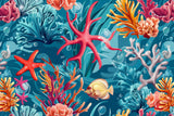 Coral reef wallpaper design file showing detailed marine life pattern with pink starfish and floating bubbles