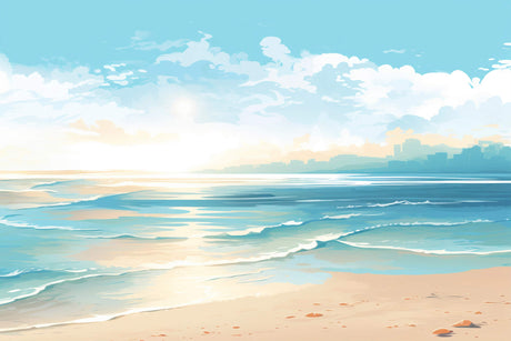 Ocean wallpaper design file showing detailed watercolor waves and beach pattern