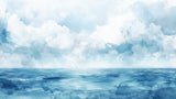 Ocean and clouds watercolor wallpaper design file showing full pattern detail