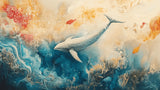 Watercolor whale and golden fish design file showing intricate pattern details and colors