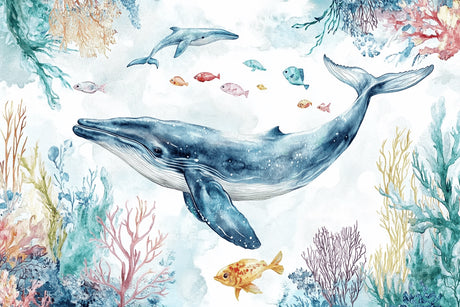 Watercolor whale and marine life design file showing intricate pattern details