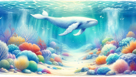 Ocean Mural Wallpaper design file showing detailed whale and coral reef pattern in full scale