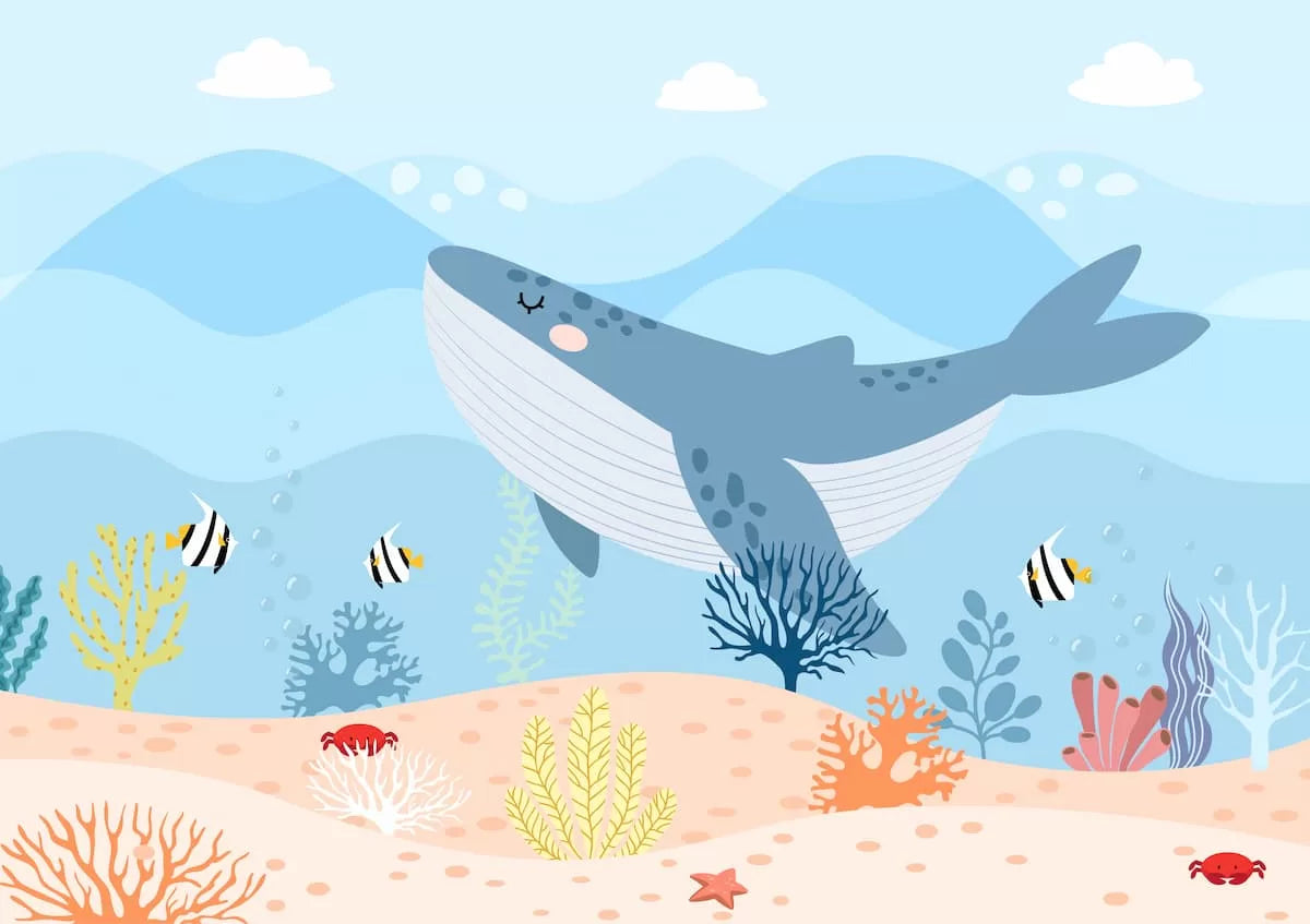 Ocean theme wallpaper design file showing detailed whale and coral pattern