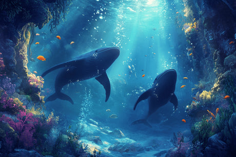 Ocean whale wallpaper design file showing intricate details and true colors