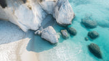 Ocean view wallpaper design file showing detailed white cliffs and crystal clear turquoise waters pattern