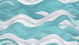 Design file showing detailed turquoise and white wave pattern with flowing lines