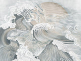 Design file of Japanese wave pattern showing intricate details and fluid movement in grey and beige tones