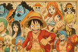 One Piece Manga Mural Wallpaper  Pirates Gallery Collection - Wallpaper design detail 4