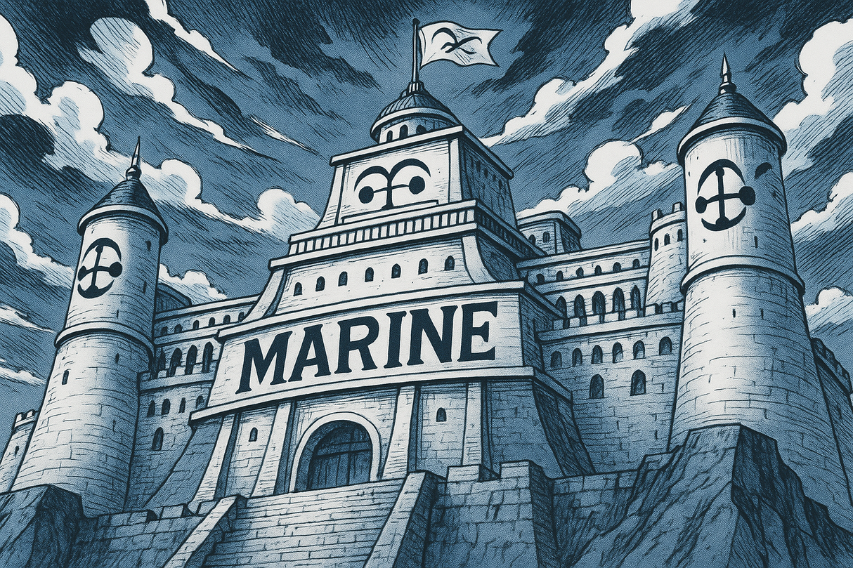 One Piecce Mural Wllpaper  Marine Headquarters Epic View - Wallpaper application example