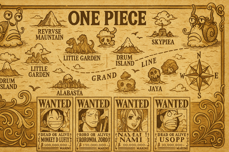 One Piece Mural Wallpaper  Grand Line Treasure Map - Wallpaper application example