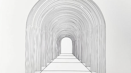 Linear tunnel perspective design file showing black and white optical illusion pattern