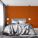 Terracotta orange wallpaper in bright dining room with contemporary decor