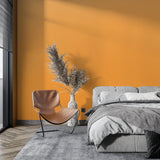 Terracotta wall mural in contemporary dining room with natural light
