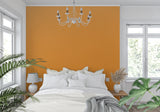 Modern orange wallpaper in stylish restaurant interior