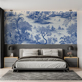 Chinese garden mural wallpaper making statement in luxury living room