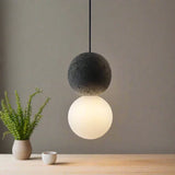 Minimalist Pendant Light  Volcanic Rock Glass Sphere Design - Product example