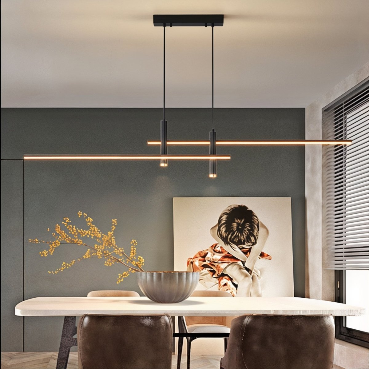 Modern LED Linear Pendant Light  Adjustable Aluminum Design - Product detail 5