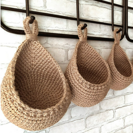 Jute Wall Storage Baskets  Handwoven Produce Organizers - Product detail 5