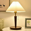 Scandinavian Table Lamp  Pleated Shade With Oak Base - Detailed view